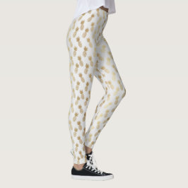 Guld Ananas Mönster Leggings