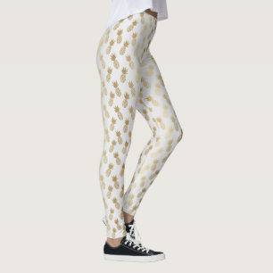 Guld Ananas Mönster Leggings