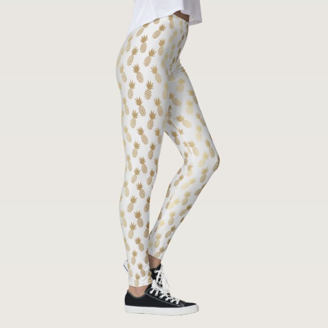 Guld Ananas Mönster Leggings (Höger)