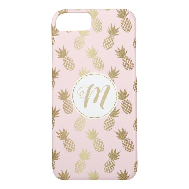 Guld ananas Mönster och Monogram Case-Mate iPhone Skal (Baksida)