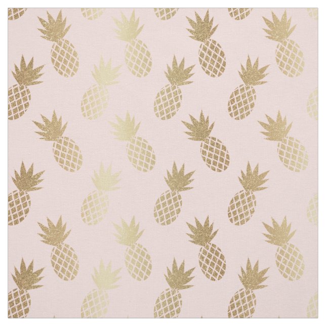 Guld Ananas Mönster Tyg (Provkarta)
