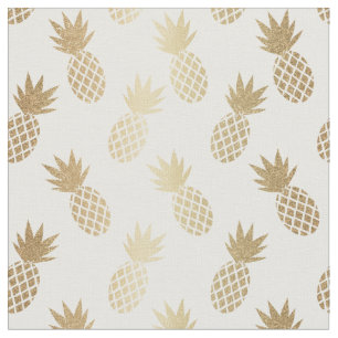 Guld Ananas Mönster Tyg