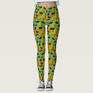 Guld- ananas på randar leggings