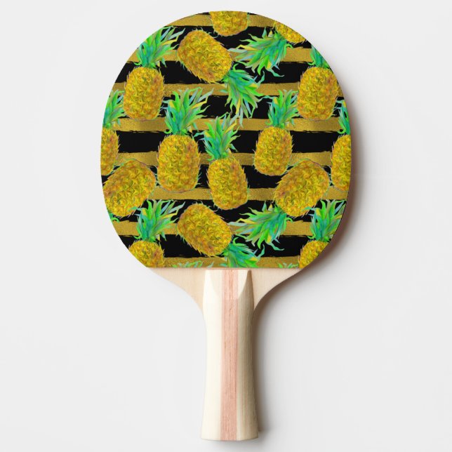 Guld- ananas på randar pingisracket (Framsidan)