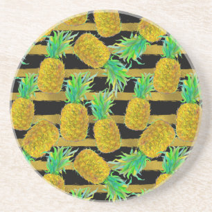 Guld- ananas på randar underlägg