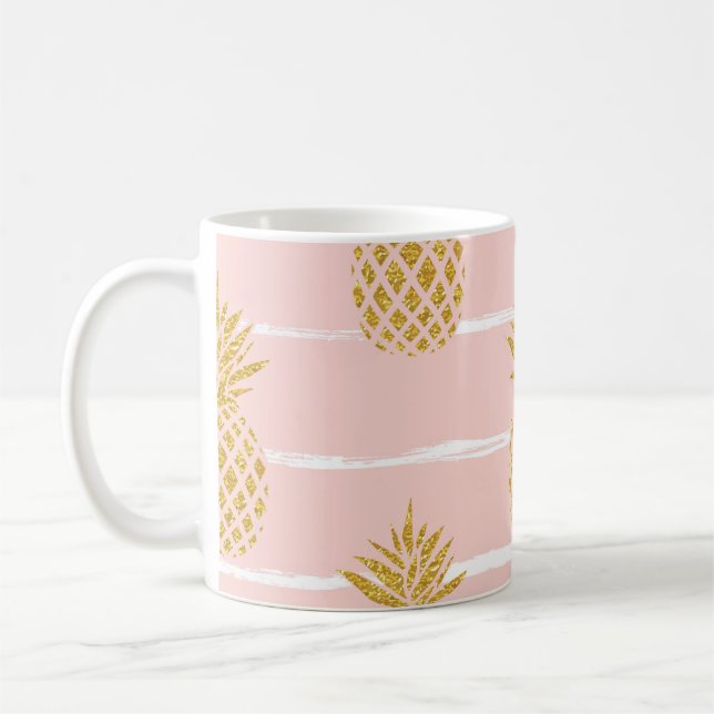 Guld anas, strimlad sommarbakgrund. kaffemugg (Vänster)