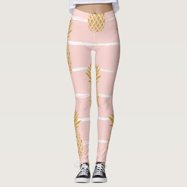 Guld anas, strimlad sommarbakgrund. leggings (Framsida)
