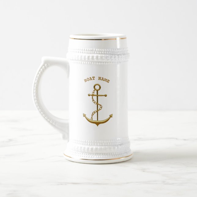 Guld Anchor Anpassningsbar Nautical Beer Stein Sejdel (Vänster)