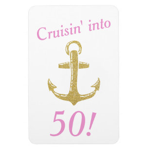 Guld Anchor Cruisin in på födelsedagen Magnet
