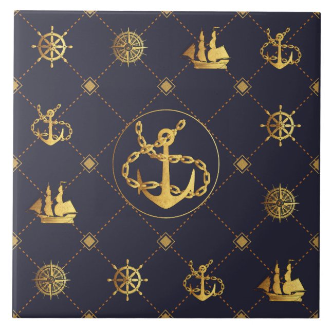 Guld Anchor Kakelplatta (Framsidan)