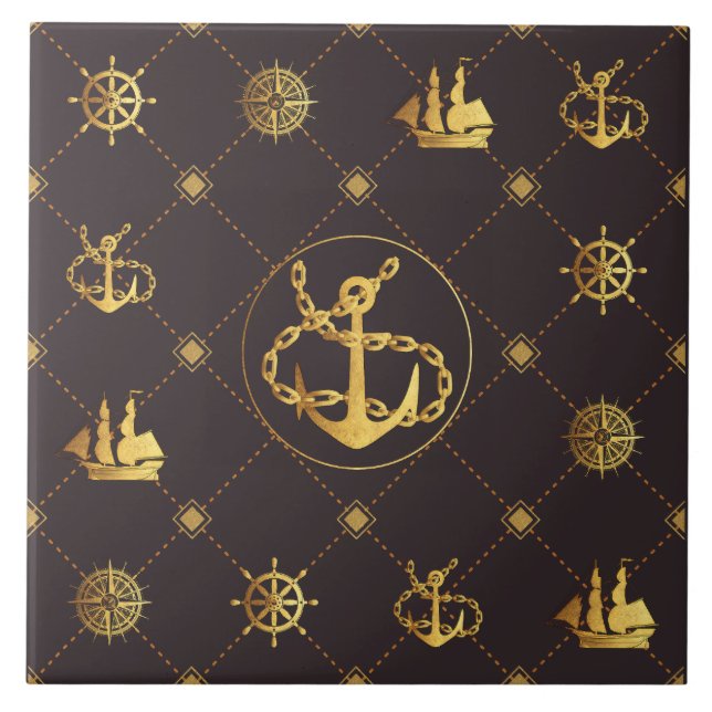 Guld Anchor Kakelplatta (Framsidan)