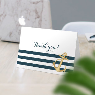 Guld Anchor Nautical Baby Shower Tack Kort