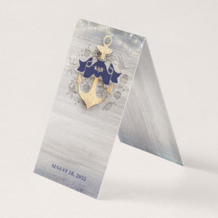 Guld Anchor Nautical Bröllop Extra kort