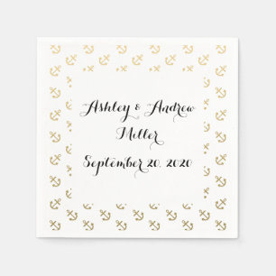 Guld Anchors White Background Mönster Pappersservett