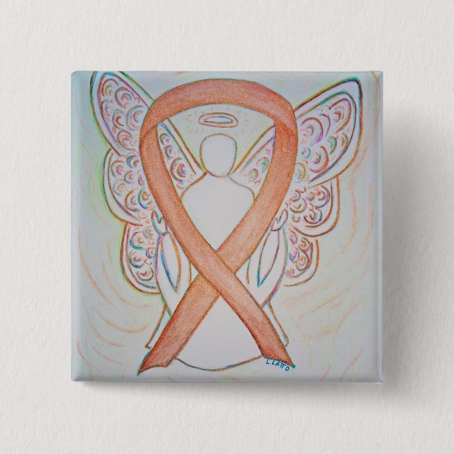 Guld Angel Awareness Ribbon Anpassningsbar Art Sti Knapp (Framsida)