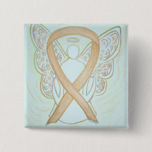 Guld Angel Awareness Ribbon Art Pin Knapp