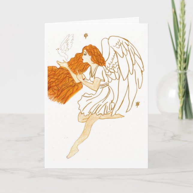 Guld- ängel för jul helgkort (Framsida)