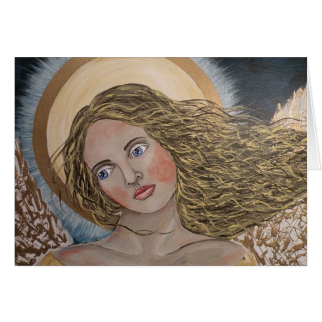 Guld- ängel hälsningskort (Framsidan Horizontal)