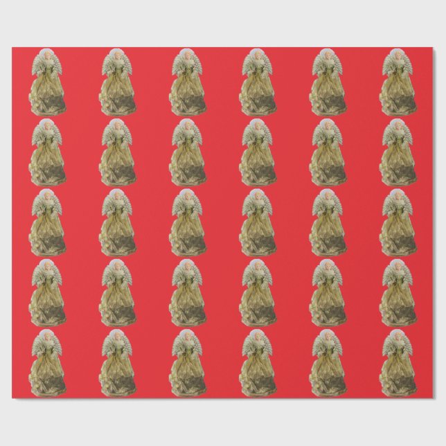 Guld Angel Red Wrapping Papper Presentpapper (Platt)