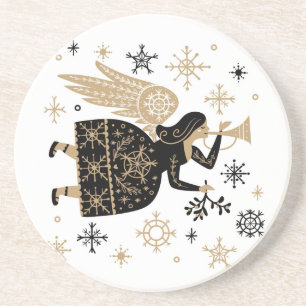 Guld Angel Stars jul jul Sång Folkart Square Underlägg