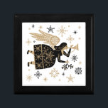Guld Angel Stars jul Sång Folkart Minnesask<br><div class="desc">Guld Angel med trumpet & Stars Jul Folkart Land</div>