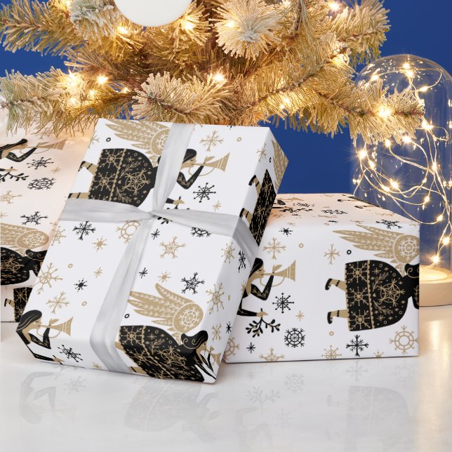 Guld Angel Stars jul Sång Folkart Presentpapper (Helgdagar)