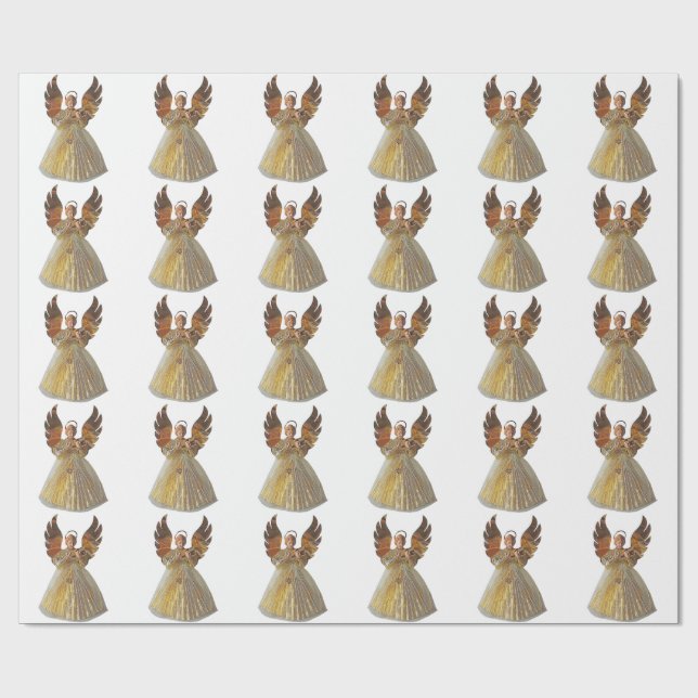 Guld Angel White Wrapping Papper Presentpapper (Platt)