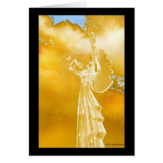 guld- ängeltrumpetare hälsningskort (Framsidan)