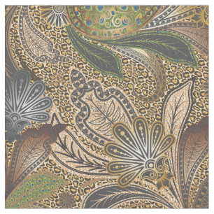 Guld Animal Print Paisley Tyg