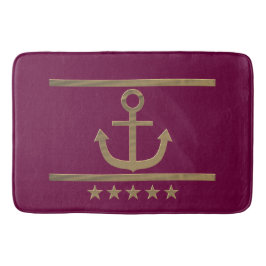 guld ankare på vin-röd bakgrund badrumsmatta