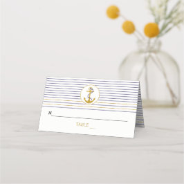Guld ankarplats rand sjömansvapen i bröllop placeringskort