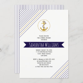 Guld ankarpunkt rand nautisk möhippa bröllop inbjudningar