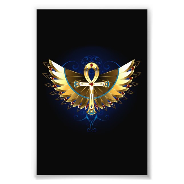 Guld Ankh med Vingar Fototryck (Framsidan)