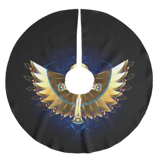 Guld Ankh med Vingar Julgransmatta Borstad Polyester (Framsidan)