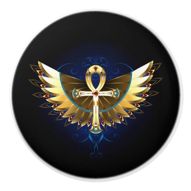 Guld Ankh med Vingar Knopp (Framsidan)