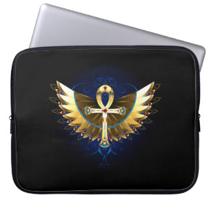 Guld Ankh med Vingar Laptop Fodral