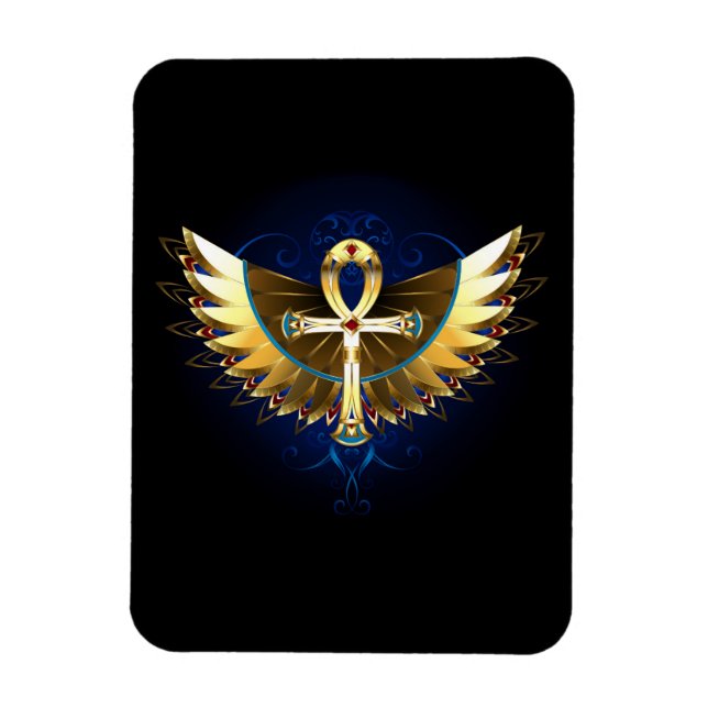 Guld Ankh med Vingar Magnet (Vertikal)