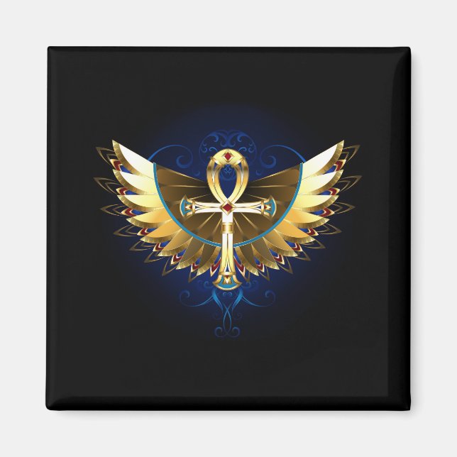 Guld Ankh med Vingar Magnet (Framsidan)