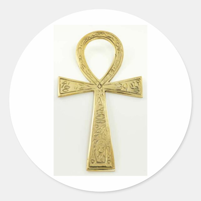 Guld Ankh Runt Klistermärke (Framsida)