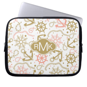 Guld- ankra monogramen för mönster laptop fodral