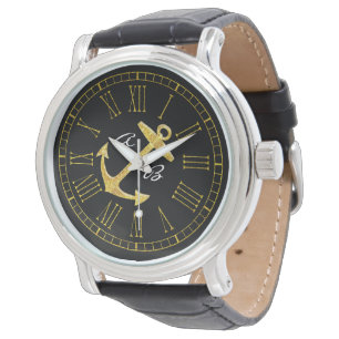 Guld ankrar initialer personifierar armbandsur
