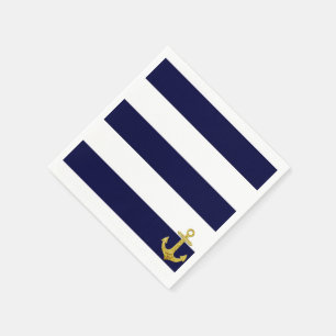 Guld ankrar nautiska randar pappersservett