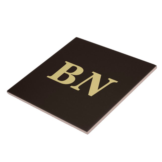 Guld anpassade initialer minimalistisk brun kakelplatta (Sidan)