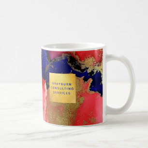 Guld - Anpassningsbar: Abstrakten Blue Red Kaffemugg