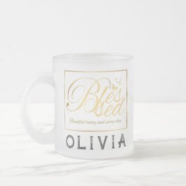 Guld Anpassningsbar Calligraphy Namn Thanksgiving Frostad Glasmugg