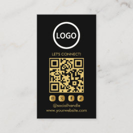 Guld Anpassningsbar Cards Modern, Social Media QR Visitkort