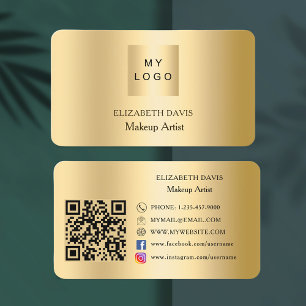 Guld anpassningsbar logotyp Qr-kod social media Visitkort
