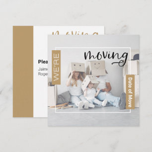 Guld Anpassningsbar Photo Flytta Announcement Card Tack Kort