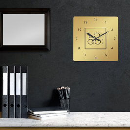 Guld Anpassningsbar Square Logotyp Business Compan Fyrkantig Klocka
