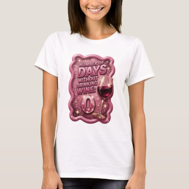 Guld ANTAL DAGAR UTAN VIN 0 v2 T Shirt (Framsida)